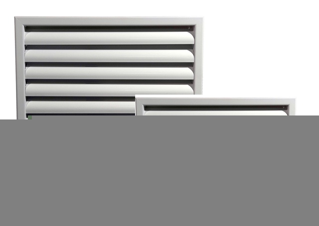 Алюминиевая наружная вентиляционная решетка с оцинкованными ламелями 150х700